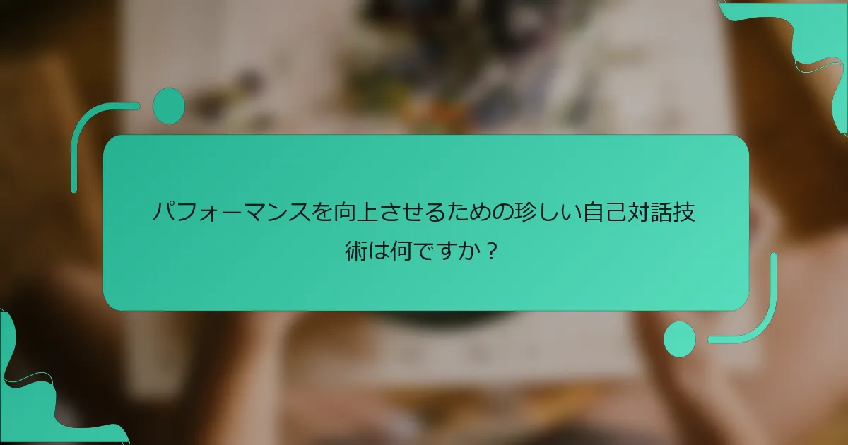 パフォーマンスを向上させるための珍しい自己対話技術は何ですか？