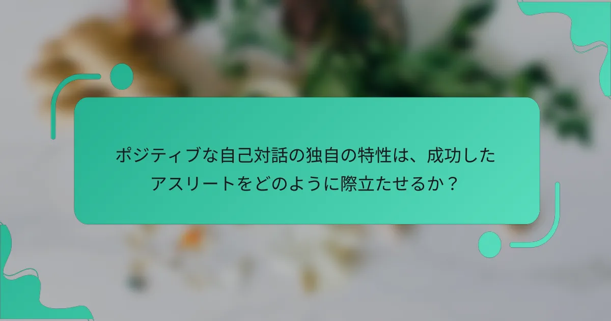 ポジティブな自己対話の独自の特性は、成功したアスリートをどのように際立たせるか？