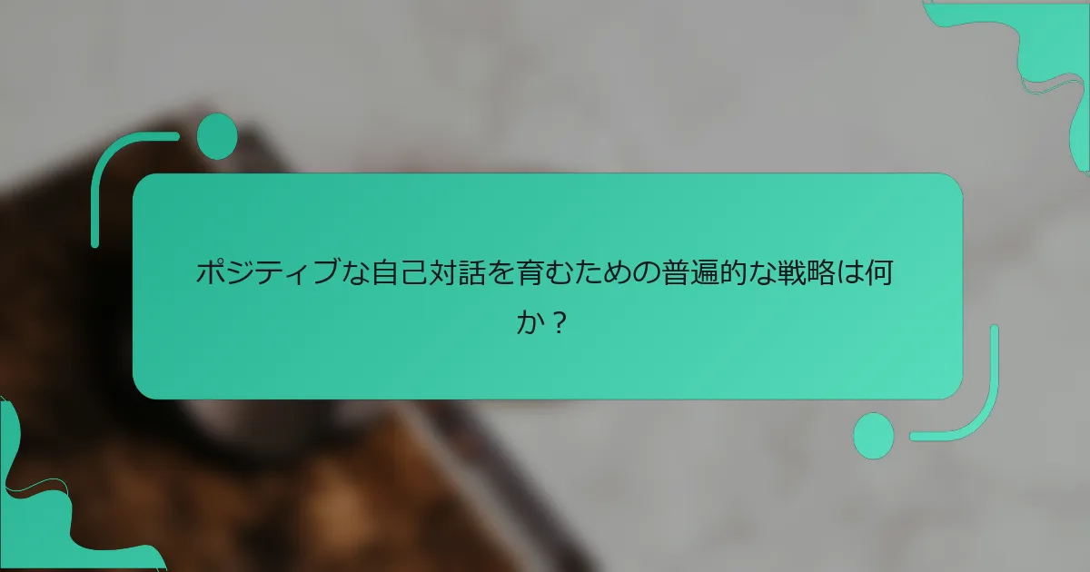ポジティブな自己対話を育むための普遍的な戦略は何か?