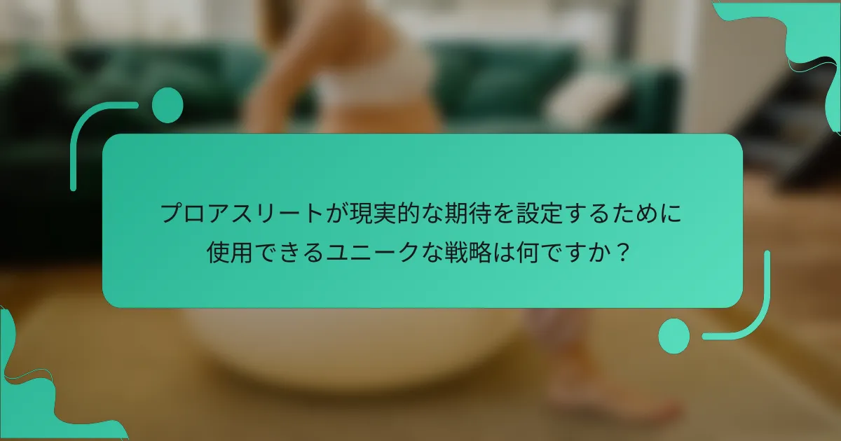 プロアスリートが現実的な期待を設定するために使用できるユニークな戦略は何ですか？