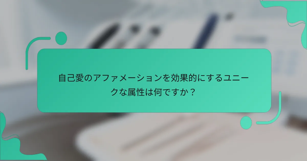 自己愛のアファメーションを効果的にするユニークな属性は何ですか？